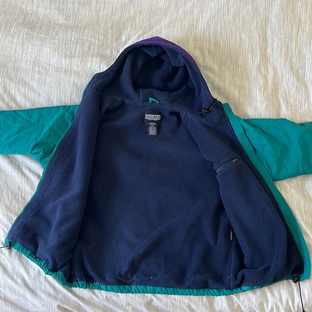 LANDS’ END 💟 women’s ‘90s colorblock squall jacket 💟 turquoise + purple - Picture 3 of 6